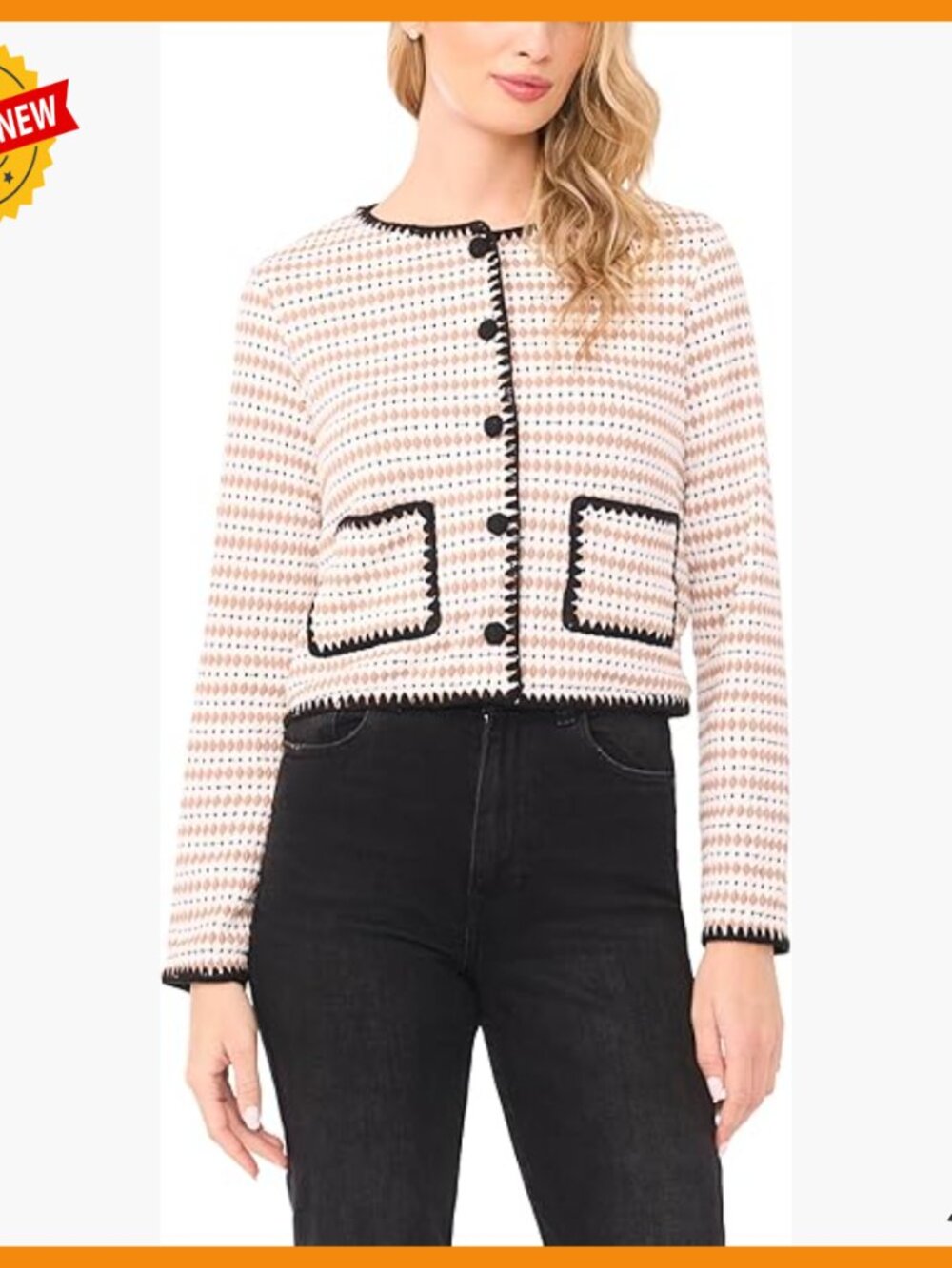 Crochet Detailed Knit Cardigan, Regular Fit, Long Sleeve, Button Front